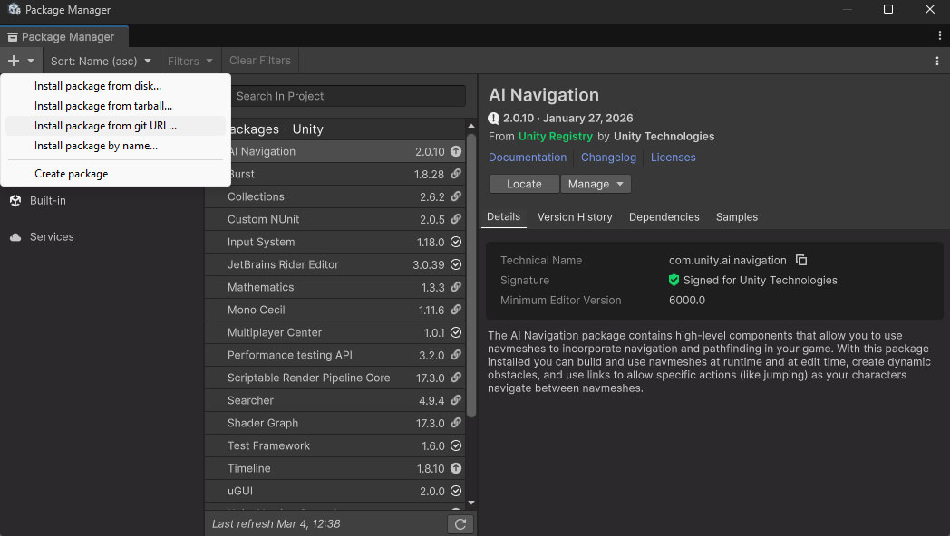 Unity PackageManager Add