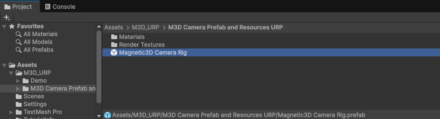 Unity Project Magnetic3DCamera