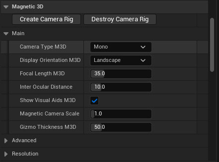 Unreal CameraRig Settings