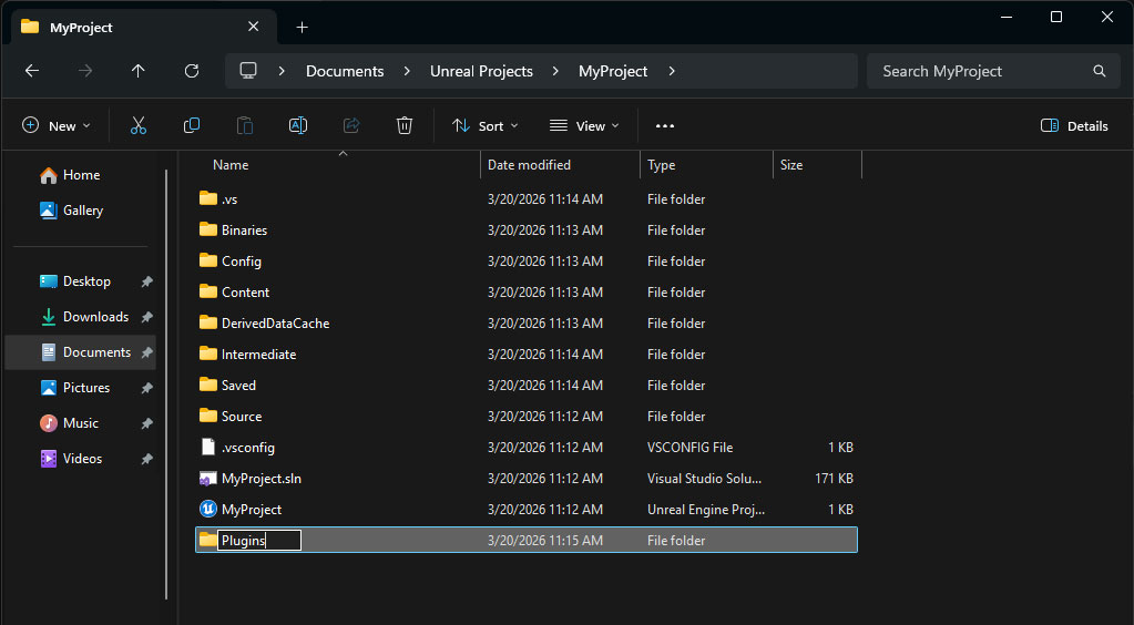 Unreal PluginsFolder
